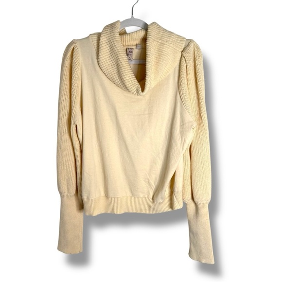 Dolan Left Coast Collection Knit Sleeve Turtleneck Cream Sweater Size Large - Picture 1 of 6